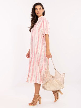 Rochie oversize alb-roz