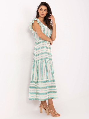 Rochie alb-verde evazată