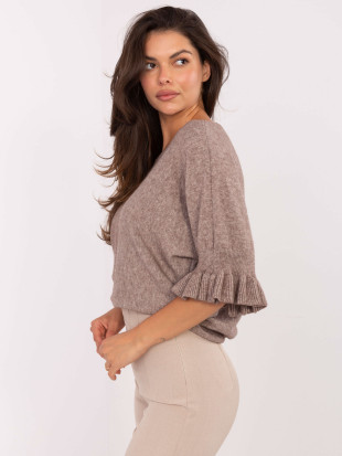 Pulover elegant bej cu mâneci 3/4