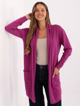 Cardigan fucsia cu buzunare