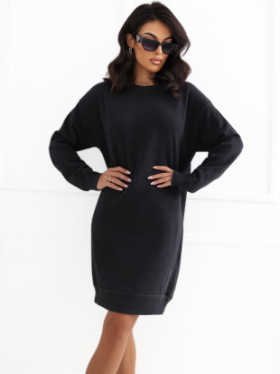 Rochie oversize grafit cu mâneci lungi