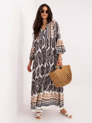 Rochie maxi oversize cu imprimeu și mâneci 3/4