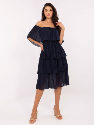 Rochie elegantă evazată în culoare albastră