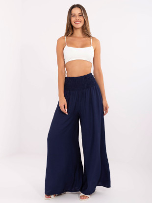 Pantaloni palazzo eleganți în culoare bleumarin