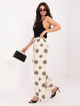 Pantaloni palazzo bej cu curea