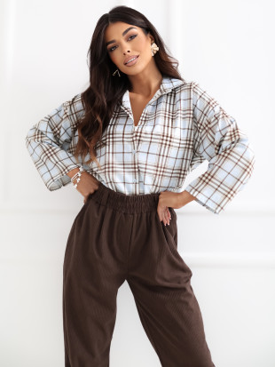 Cămașă albastru deschis cu carouri