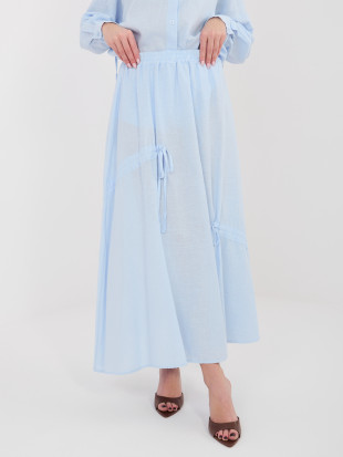 Fustă midi bleu cu cordon