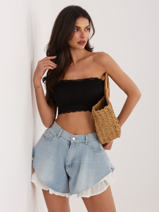 Pantaloni scurți din denim cu volan și căptușeală