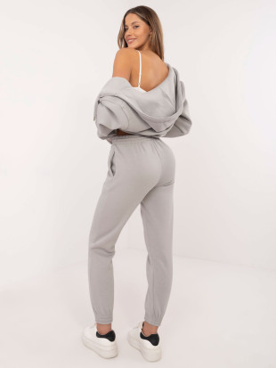 Joggere sport gri deschis cu talie înaltă