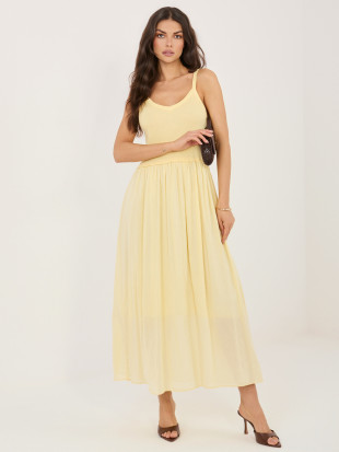 Rochie maxi de vară galben deschis cu căptușeală