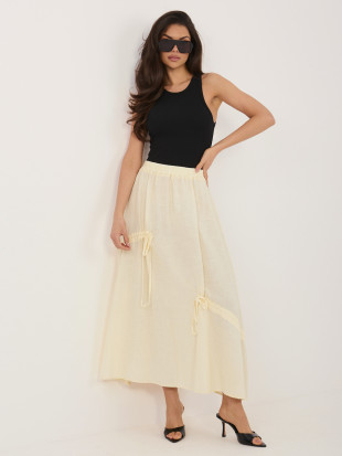 Fustă midi galbenă cu legare în talie
