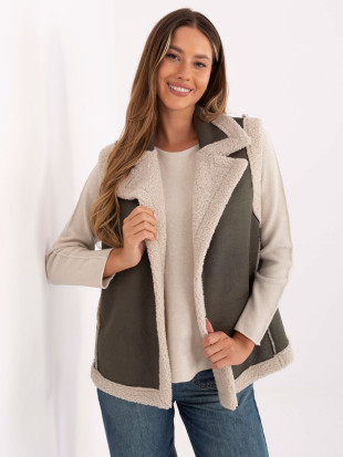 Vesta khaki elegantă fără mâneci