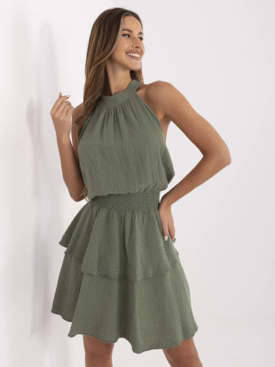Rochie de vară cu volane în khaki