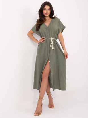 Rochie midi oversize în culoare khaki