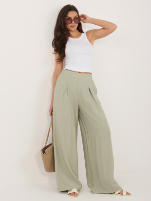 Pantaloni palazzo din vâscoză, culoare fistic