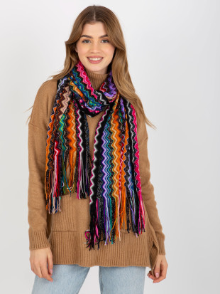 Șal damă cu modele colorate și ciucuri