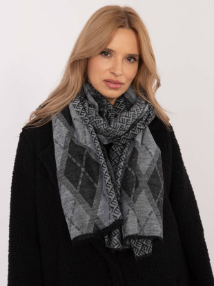 Eșarfă gri cu model geometric