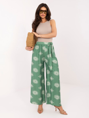 Pantaloni palazzo verzi cu curea