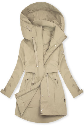 Parka de primăvară cu glugă mare bej