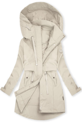 Parka ecru de primăvară cu glugă mare