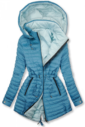 Parka matlasată reversibilă albastru/baby blue