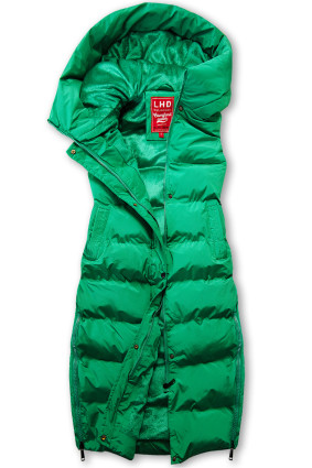 Vestă lungă matlasată verde