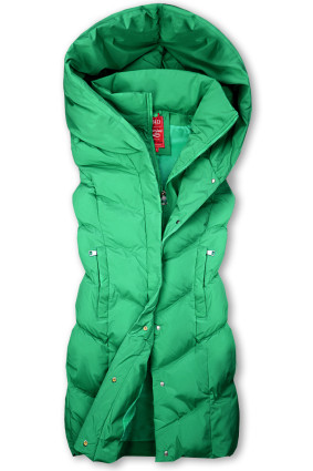 Vestă de iarnă verde cu glugă