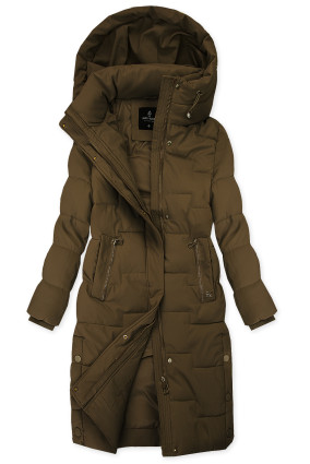 Jachetă de iarnă matlasată, cu croială alungită, maro